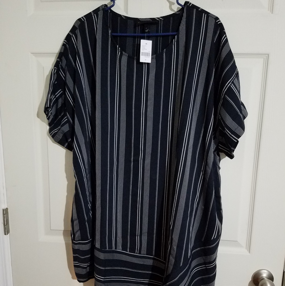 Lane Bryant plus size 22 black striped shirt NWT